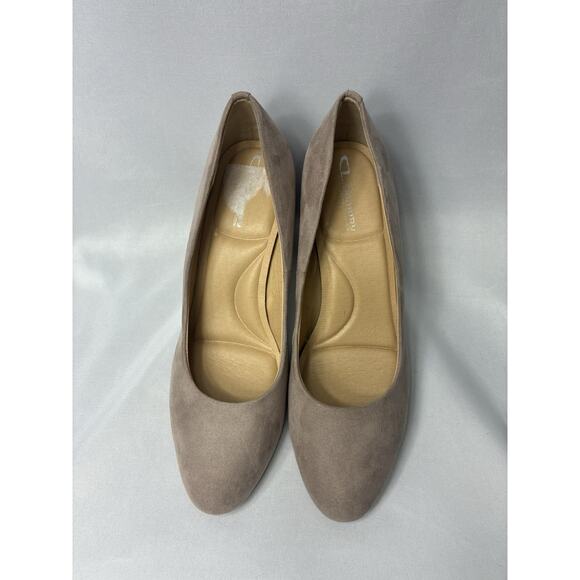 New CL by Laundry Taupe Suede Block Heel Pumps Comfort Cushion Size 10 - Picture 7 of 7